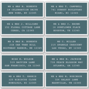 10 Individual Guest Name Address Party Wedding