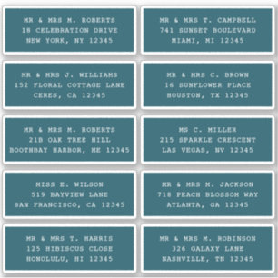 10 Individual Guest Name Address Party Wedding