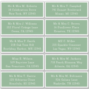 10 Individual Guest Name Address Party Wedding