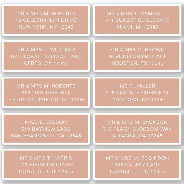 10 Individual Guest Name Address Party Wedding (Front)