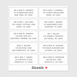 10 Individual Guest Name Address Party Wedding