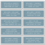 10 Individual Guest Name Address Party Wedding<br><div class="desc">10 Individual Guest Name Address Party Wedding White Script Stickers features 10 stickers with your individual guest name and address on each sticker in white script typography on a blue background. Perfect for wedding invitations, Christmas and Holiday cards, party invitations, thank you cards and office mail outs. Simply edit the...</div>