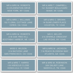 10 Individual Guest Name Address Party Wedding