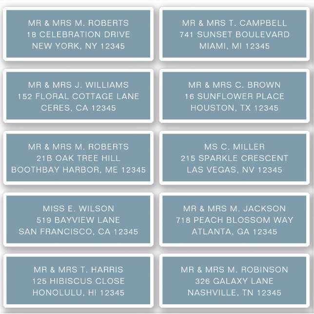 10 Individual Guest Name Address Party Wedding (Front)