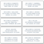 10 Individual Guest Name Address Party Wedding<br><div class="desc">10 Individual Guest Name Address Party Wedding Dark Blue Script Stickers features 10 stickers with your individual guest name and address on each sticker in dark blue on a white background. Also perfect for Christmas and Holiday cards, party invitations, thank you cards and office mail outs. Simply edit the text...</div>