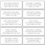 10 Individual Guest Name Address Party Wedding<br><div class="desc">10 Individual Guest Name Address Party Wedding Black Script Stickers features 10 stickers with your individual guest name and address on each sticker in black on a white background. Also perfect for Christmas and Holiday cards, party invitations, thank you cards and office mail outs. Simply edit the text in the...</div>