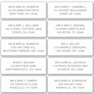 10 Individual Guest Name Address Party Wedding