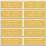 10 Individual Guest Name Address Party Wedding<br><div class="desc">10 Individual Guest Name Address Party Wedding White Script Stickers features 10 stickers with your individual guest name and address on each sticker in white script on a goldenrod gold background. Also perfect for Christmas and Holiday cards, birthday party invitations, wedding invitations, baby showers, bridal showers, thank you cards and...</div>