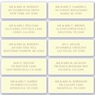 10 Individual Guest Name Address Party Wedding