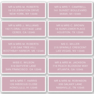 10 Individual Guest Name Address Party Wedding