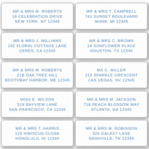 10 Individual Guest Name Address Party Wedding