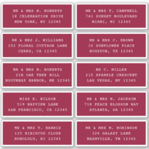 10 Individual Guest Name Address Party Wedding