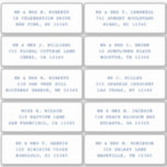 10 Individual Guest Name Address Party Wedding<br><div class="desc">10 Individual Guest Name Address Party Wedding Blue Script Stickers features 10 stickers with your individual guest name and address on each sticker in blue script on a white background. Also perfect for Christmas and Holiday cards, birthday party invitations, wedding invitations, baby showers, bridal showers, thank you cards and office...</div>