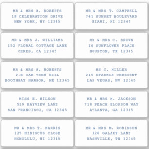 10 Individual Guest Name Address Party Wedding