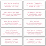 10 Individual Guest Name Address Party Wedding<br><div class="desc">10 Individual Guest Name Address Party Wedding Viva Magenta Script Stickers features 10 stickers with your individual guest name and address on each sticker in viva magenta on a white background. Also perfect for Christmas and Holiday cards, party invitations, thank you cards and office mail outs. Simply edit the text...</div>