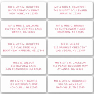 10 Individual Guest Name Address Party Wedding