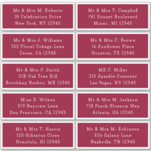 10 Individual Guest Name Address Party Wedding