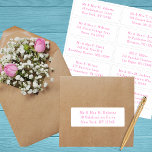10 Individual Guest Name Address Party Wedding<br><div class="desc">10 Individual Guest Name Address Party Wedding Hot Pink Script Stickers features 10 stickers with your individual guest name and address on each sticker in hot pink on a white background. Also perfect for Christmas and Holiday cards, party invitations, thank you cards and office mail outs. Simply edit the text...</div>