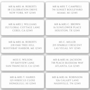 10 Individual Guest Name Address Party Wedding