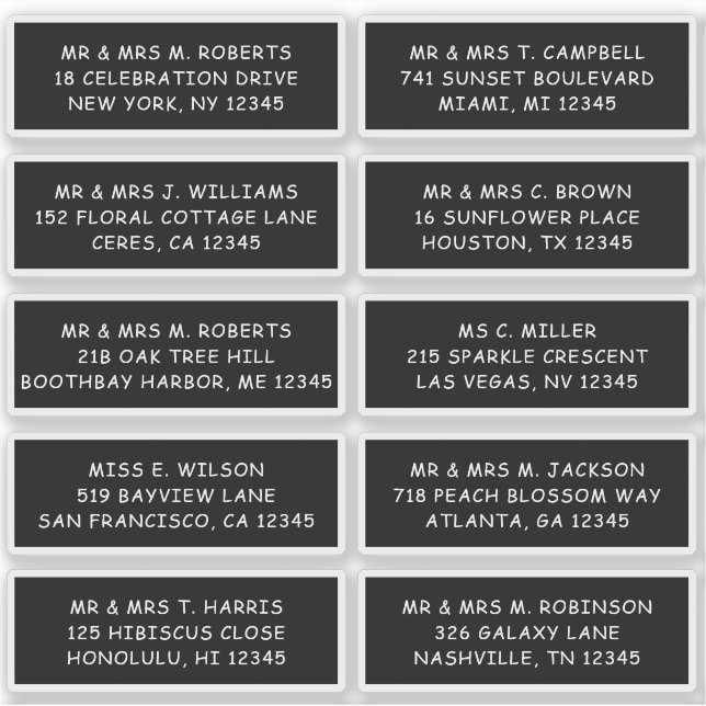 10 Individual Guest Name Address Party Wedding (Front)