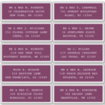 10 Individual Guest Name Address Party Wedding<br><div class="desc">10 Individual Guest Name Address Party Wedding White Script Stickers features 10 stickers with your individual guest name and address on each sticker in white script on a purple background. Also perfect for Christmas and Holiday cards, birthday party invitations, wedding invitations, baby showers, bridal showers, thank you cards and office...</div>