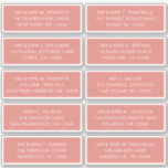 10 Individual Guest Name Address Party Wedding<br><div class="desc">10 Individual Guest Name Address Party Wedding White Script Stickers features 10 stickers with your individual guest name and address on each sticker in white script typography on a coral background. Perfect for wedding invitations, Christmas and Holiday cards, party invitations, thank you cards and office mail outs. Simply edit the...</div>