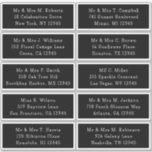 10 Individual Guest Name Address Party Wedding<br><div class="desc">10 Individual Guest Name Address Party Wedding Black White Script Stickers features 10 stickers with your individual guest name and address on each sticker in white on a black background. Also perfect for Christmas and Holiday cards, party invitations, thank you cards and office mail outs. Simply edit the text in...</div>