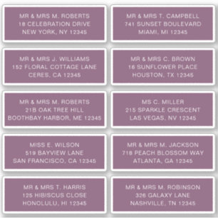 10 Individual Guest Name Address Party Wedding