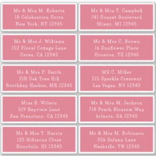 10 Individual Guest Name Address Party Wedding