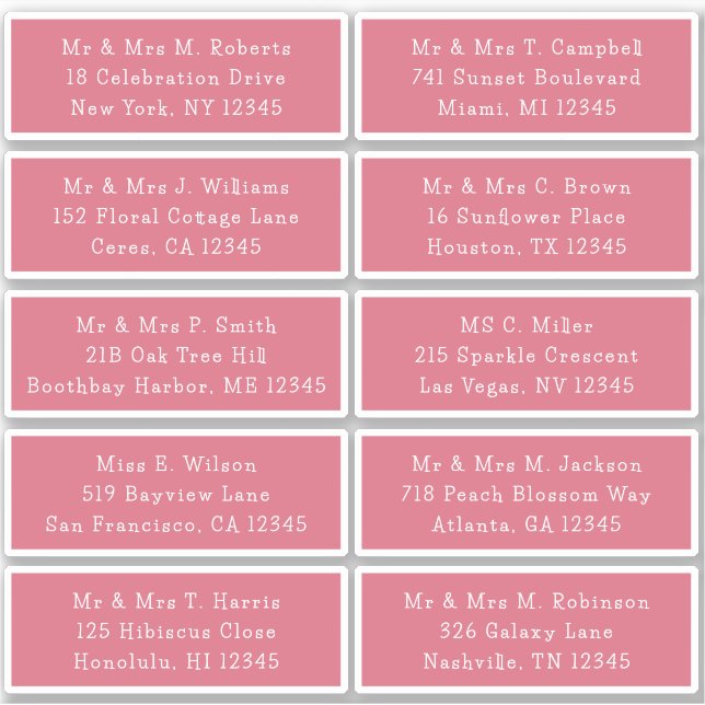 10 Individual Guest Name Address Party Wedding (Front)