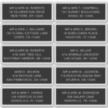 10 Individual Guest Name Address Party Wedding<br><div class="desc">10 Individual Guest Name Address Party Wedding White Script Stickers features 10 stickers with your individual guest name and address on each sticker in black on a black background. Also perfect for Christmas and Holiday cards, party invitations, thank you cards and office mail outs. Simply edit the text in the...</div>