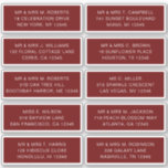 10 Individual Guest Name Address Party Wedding Sti<br><div class="desc">10 Individual Guest Name Address Party Wedding White Script Stickers features 10 stickers with your individual guest name and address on each sticker in white script typography on a burgundy background. Perfect for wedding invitations, Christmas and Holiday cards, party invitations, thank you cards and office mail outs. Simply edit the...</div>