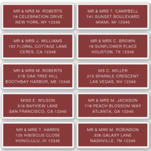 10 Individual Guest Name Address Party Wedding Sti