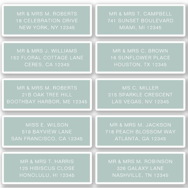 10 Individual Guest Name Address Party Wedding Sti (Front)