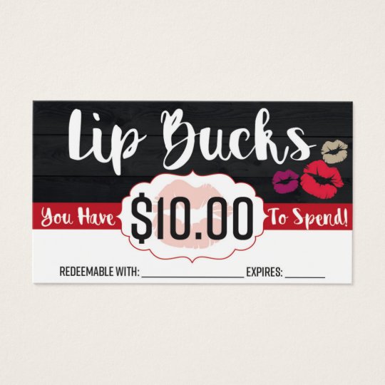 $10 Lip Bucks Business Card