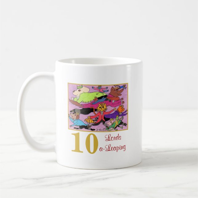 10 Lords a Leaping Cute Animals & Typography Coffee Mug (Left)