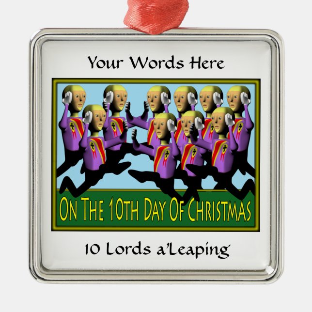 10 Lords Leaping Metal Tree Decoration (Front)
