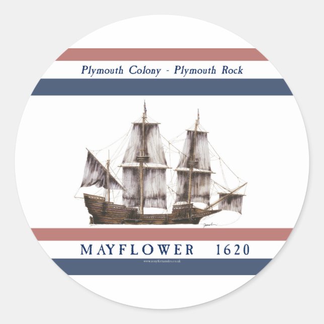 10 mayflower plymouth colony classic round sticker (Front)