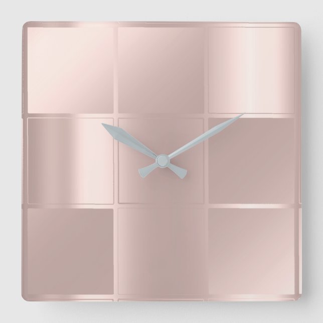 10 Minutes Minimalism Square Geometry Rose Lux Square Wall Clock (Front)