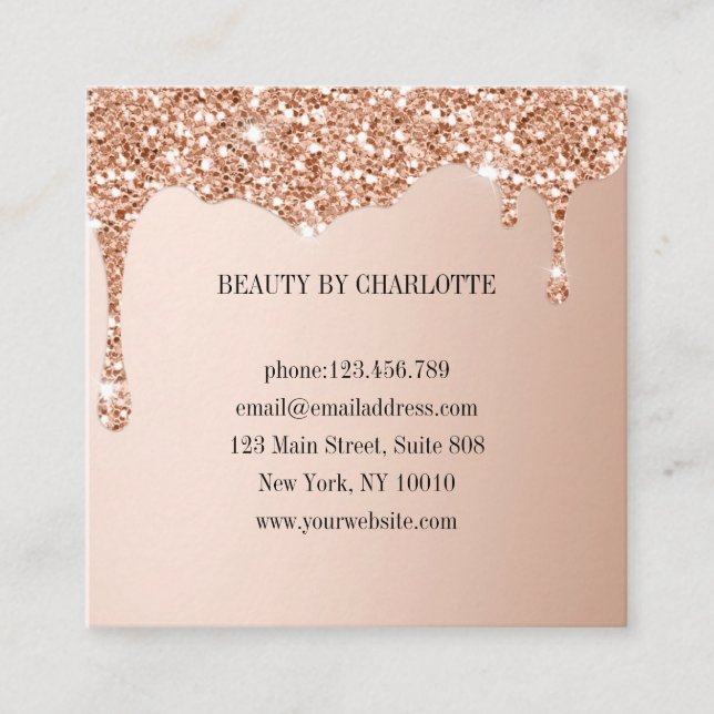 10 Nails Lashes Glitter Square Business Card (Front)