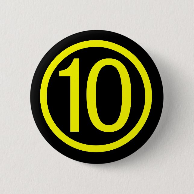 10 - number ten 6 cm round badge (Front)