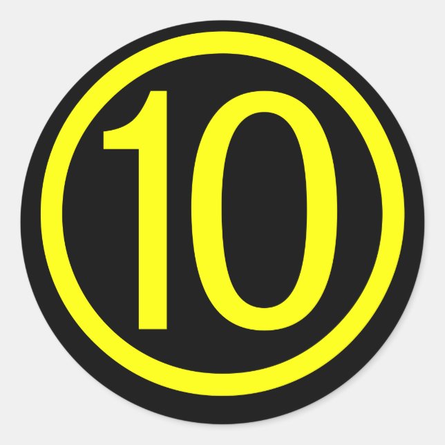 10 - number ten classic round sticker (Front)