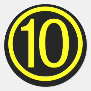 10 - number ten classic round sticker