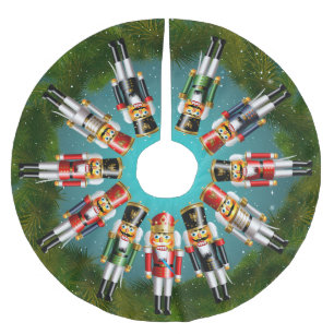 10 Nutcracker Toy Soldiers And A Nutcracker King Brushed Polyester Tree Skirt