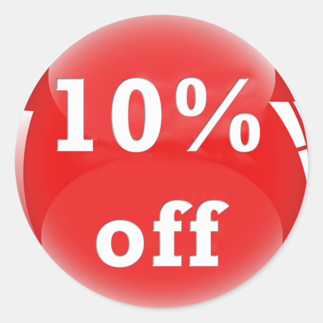 10% Off (Percent) Round Glossy Sticker (Front)