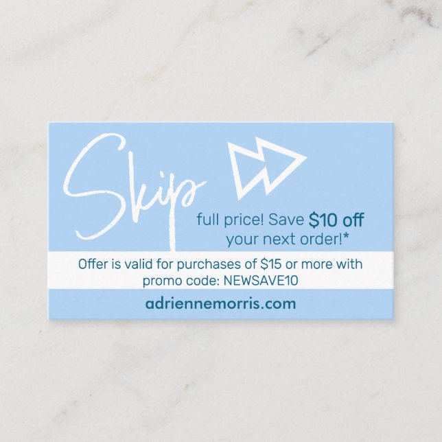 10 off Promo Business Card (Front)