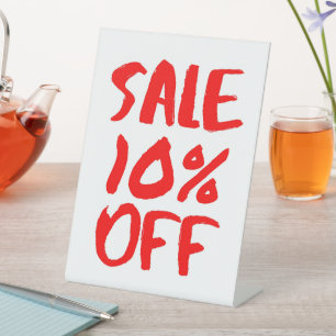 10% Off Retail Sale Sign, Tabletop Signage, Small Pedestal Sign