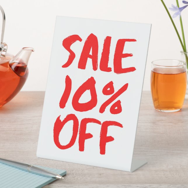 10% Off Retail Sale Sign, Tabletop Signage, Small Pedestal Sign (In SItu)