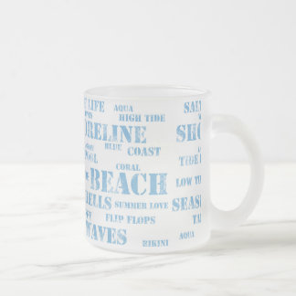 10 oz frosted mug in beach text