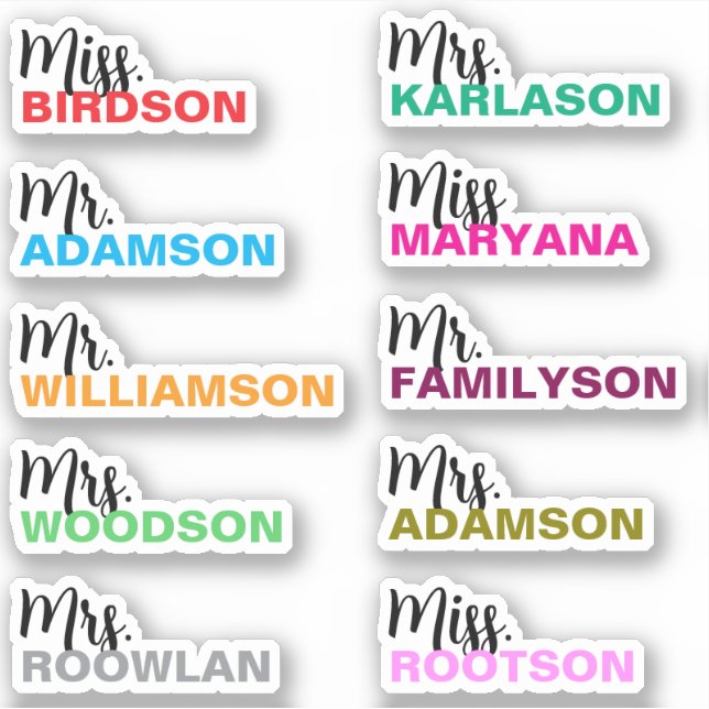 10 Personalised Teacher Name | Cute Colourful Gift (Front)